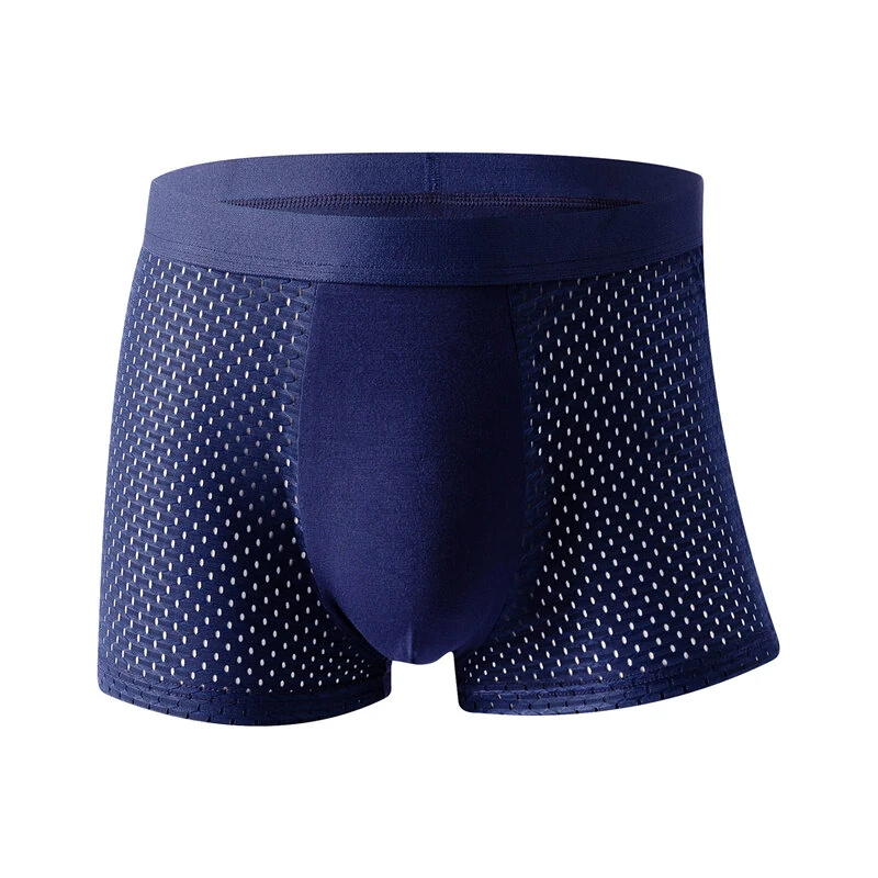(image for) 4pcs Men's Ice Silk Mesh Boxer Briefs, Summer Thin Style Breathable Comfy Boxer Trunks, Elastic Sports Shorts, Men's Casual Underwear Daily Bottom Wear